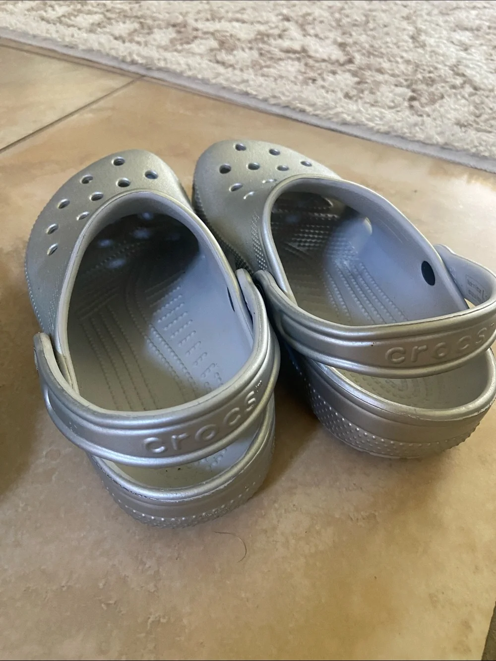 CROCS Kids Light Blue & Silver Classic Clogs